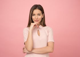 Woman Wearing Pink Collared Half-sleeved Top